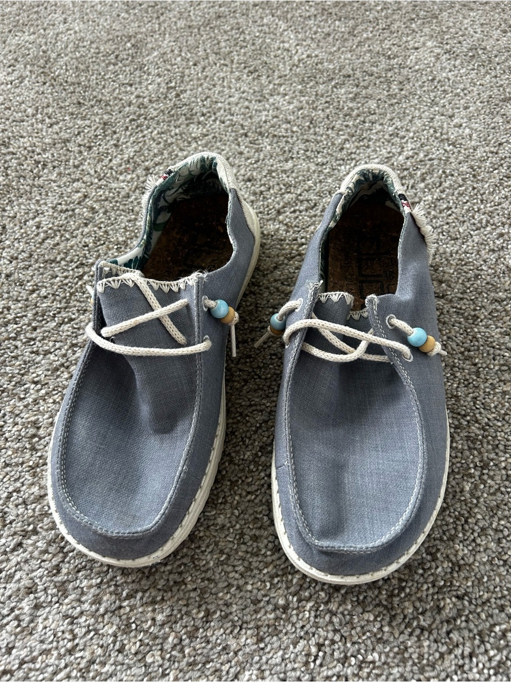 Hey Dude Men's Slate Gray Canvas Slip-On Loafers with Bead Accents